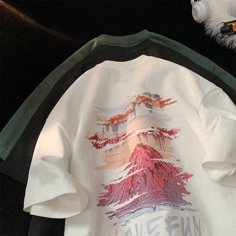 Áo Thun Thể Thao Tay Ngắn Dáng Rộng Họa Tiết Kẻ Sọc Phong Cách Đường Phố Thời Trang Mùa Hè Cho Nam