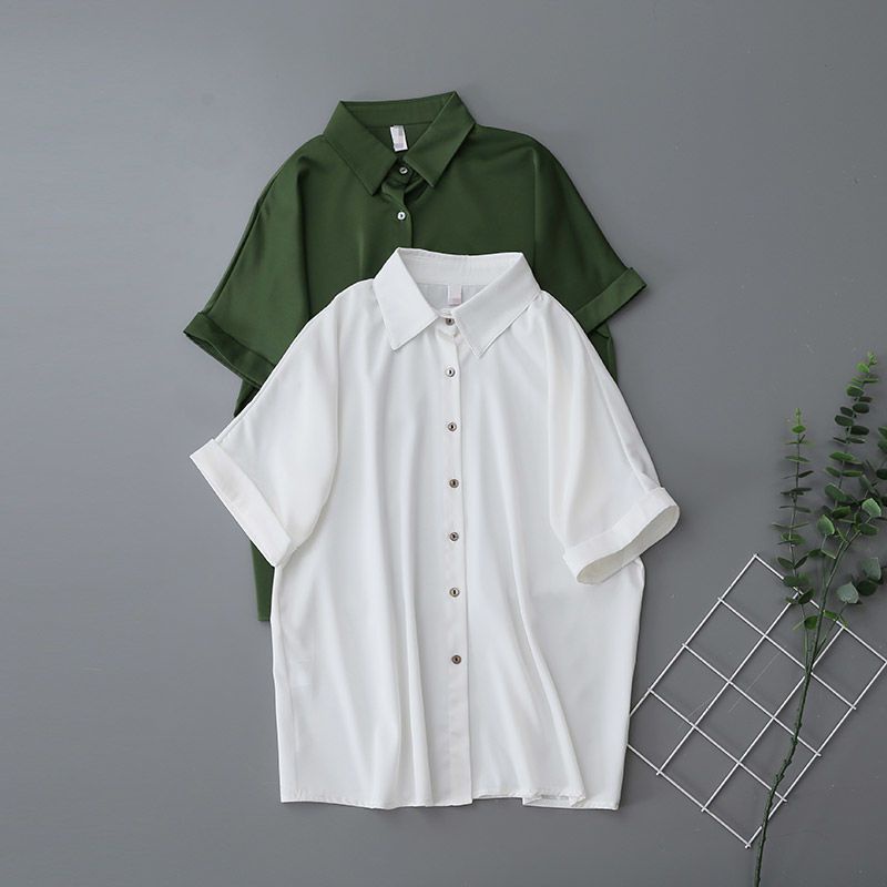 Áo Sơ Mi Vải Satin Tay Ngắn Thời Trang Mùa Hè 2023 Dành Cho Nữ