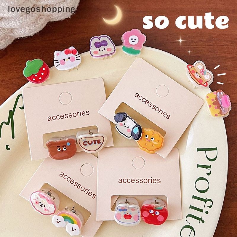 Bộ 2 Kẹp Tóc Mini Họa Tiết Trái Cherry / Hoa / Động Vật Dễ Thương Màu Kẹo Ngọt Thời Trang Cho Nữ
