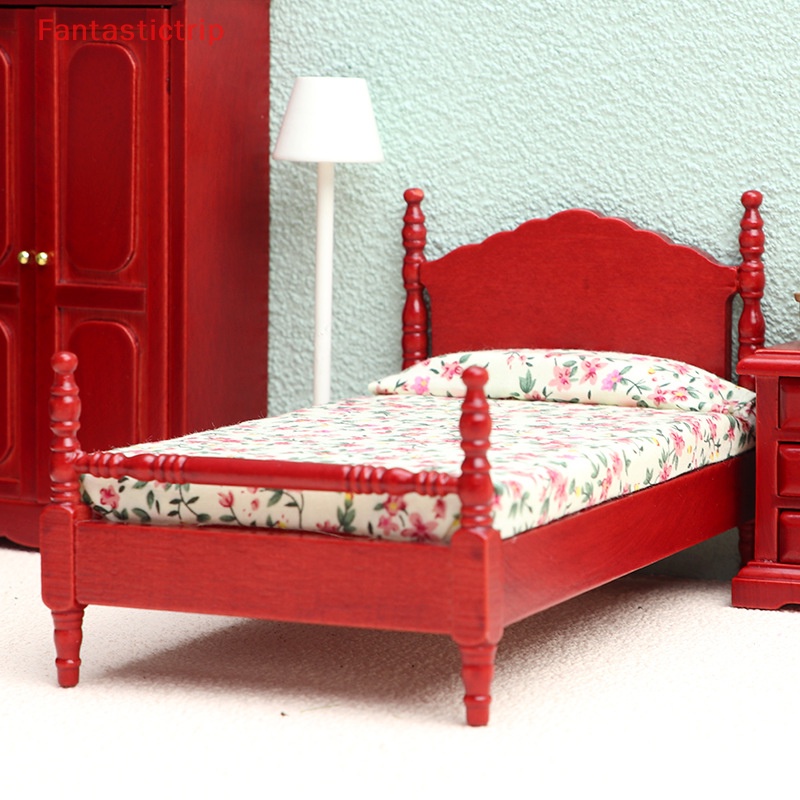 Giường Gỗ Mini Có Ngăn Kéo Dùng Trang Trí Nhà Búp Bê 1: 12 Mới