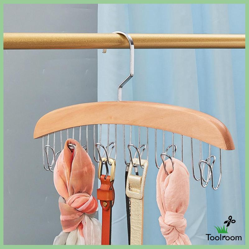 Móc Treo Cà Vạt / Khăn Choàng / Thắt Lưng 12 Móc Bằng Gỗ Sắp Xếp Gọn Gàng Cho Tủ Quần Áo