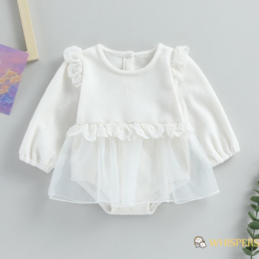 Áo Liền Quần Dài Tay Phối Ren Cho Bé Gái 0-24 Tháng Tuổi