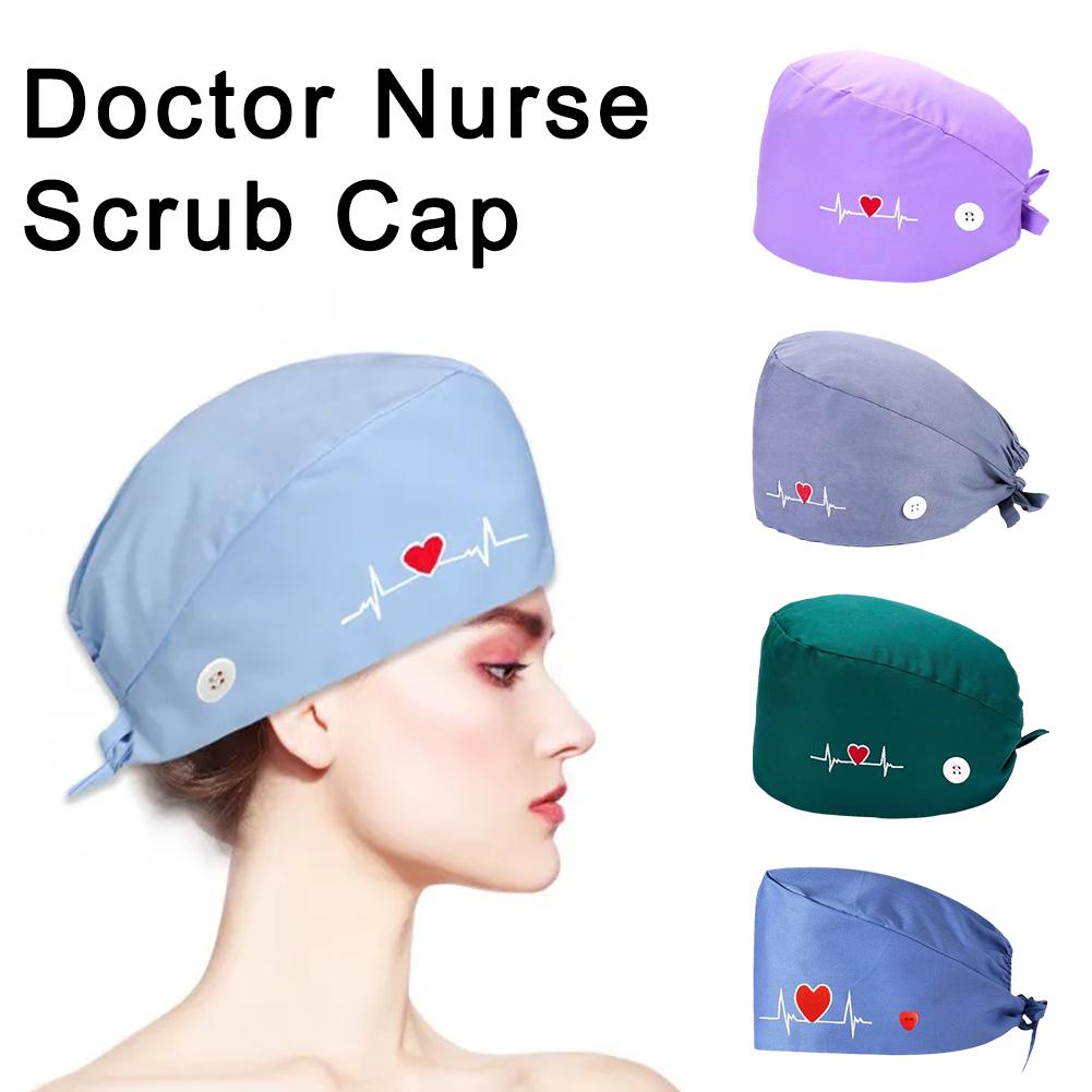 Mũ Đầu Bếp Y Tá Dáng Rộng Thêu Họa Tiết Chống Bụi Bẩn P6P4 Có Nút Điều Chỉnh Đ