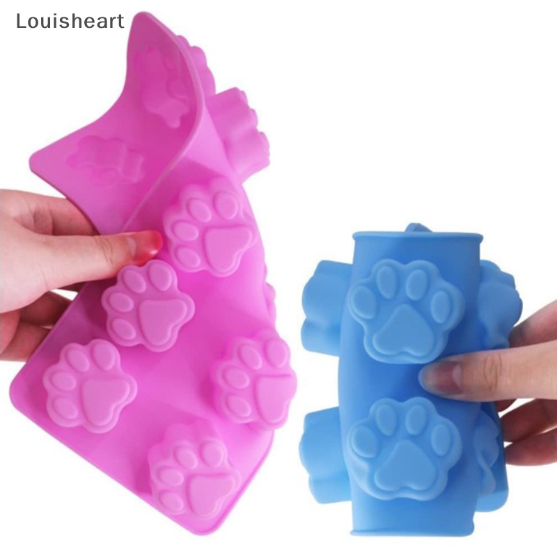 Khuôn Làm Bánh Bằng Silicone 10 Ngăn Hình Dấu Chân Chó Mèo Louisheart