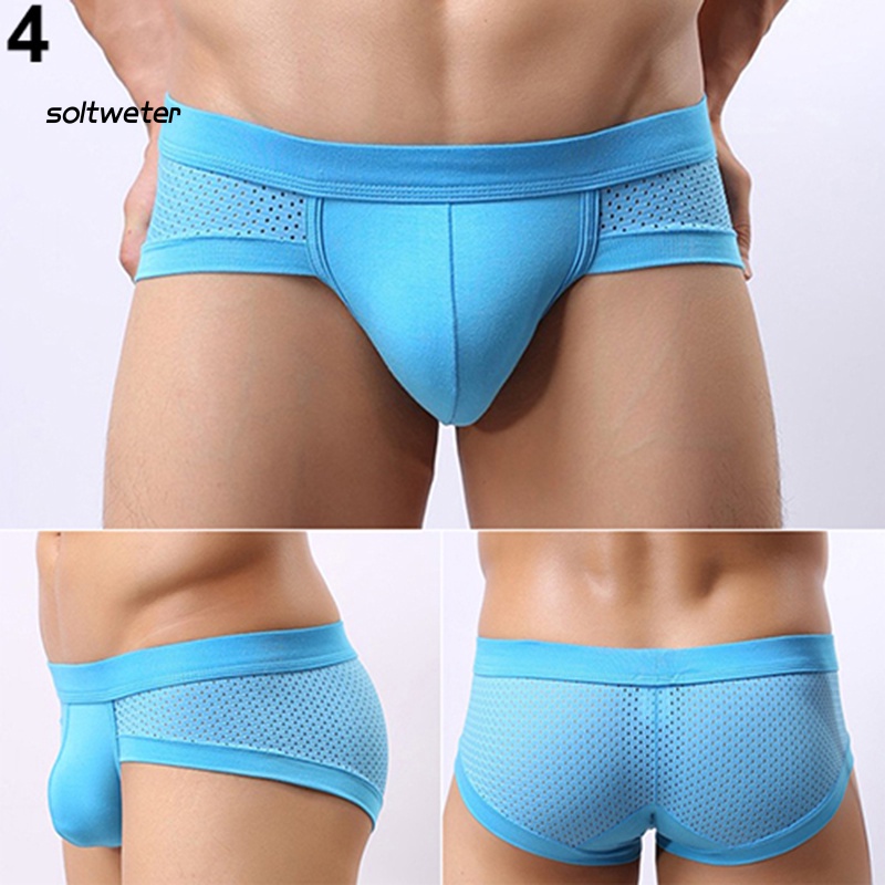 Quần Lót Tam Giác Màu Trơn Phối Lưới Thoáng Khí Quyến Rũ Cho Nam
