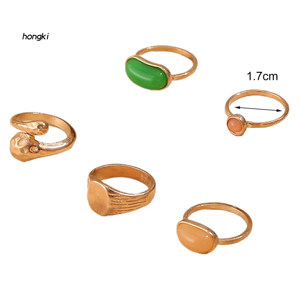 Set 5 NhẫN KhớP NgóN Tay ĐíNh Đá MàU Xanh Lá Sang TrọNg