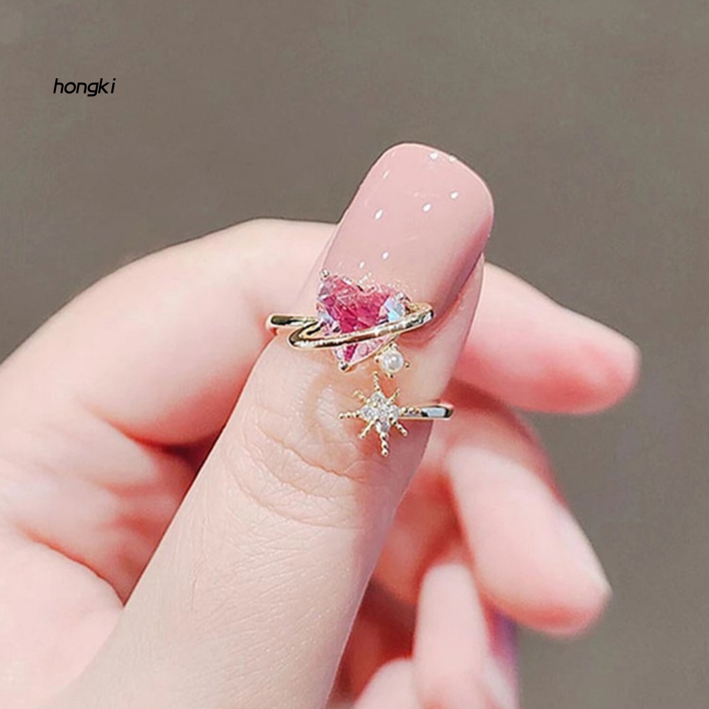 Nhẫn Hở Đính Pha Lê Giả Hình Trái Tim Cho Nữ