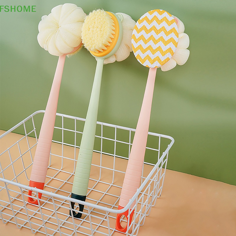 Bàn Chải Tắm Mát Xa Tẩy Tế Bào Chết Cho Da Hai Mặt Tay Cầm Dài Lông Mềm Tiện Dụng