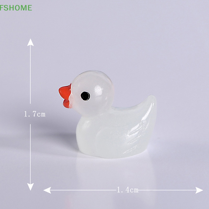 Fshome Set 10 Chú Vịt Mini Bằng Resin Màu Dạ Quang Trang Trí Tiểu Cảnh