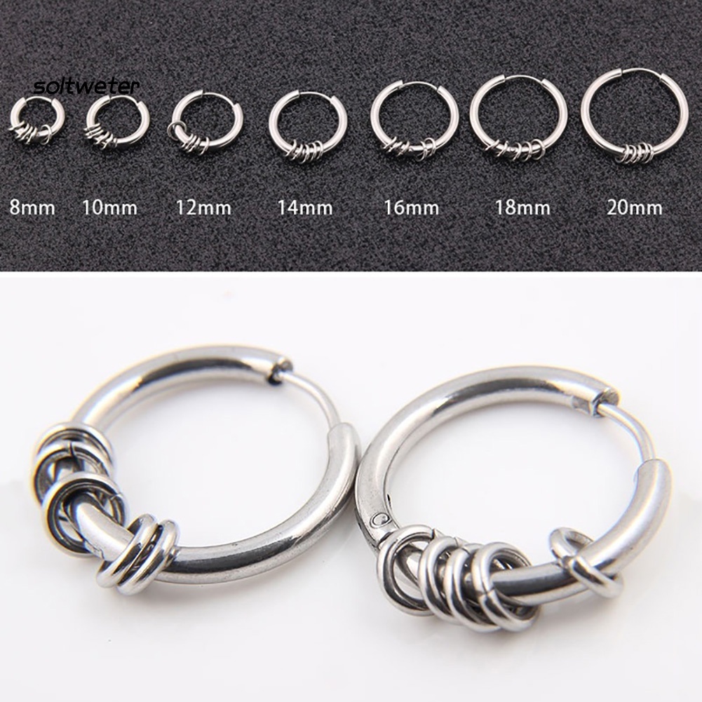 Khuyên Tai Tròn Bằng Thép Không Gỉ Phong Cách Hiphop Thời Trang