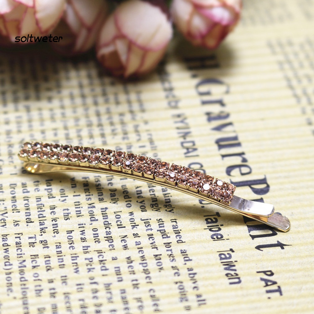 Kẹp Tóc Đính Đá Hai Hàng Cho Nữ 1 Cái