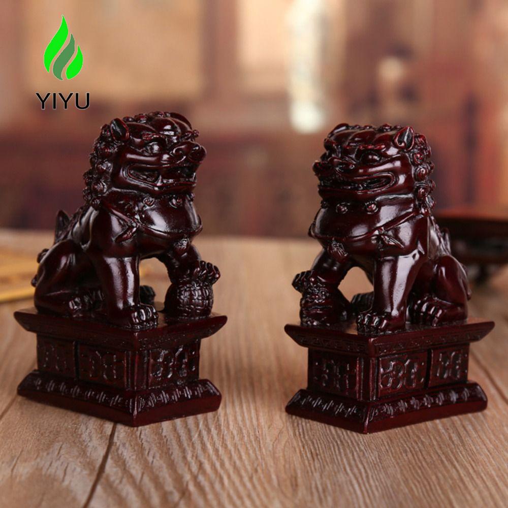 YIYU Tượng Sư Tử Bằng Nhựa Resin Bền Vui Nhộn Phong Thủy Trung Hoa Để Bàn Trang Trí Dễ Sử Dụng