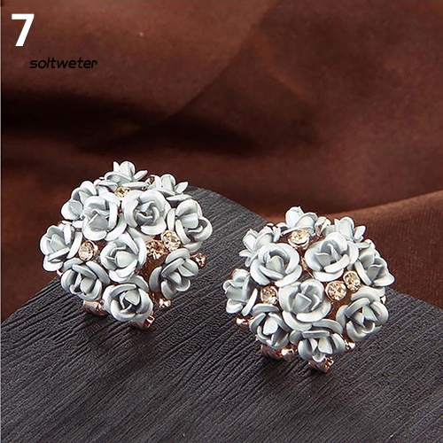 Khuyên Tai Hoa Hồng Đính Đá Thời Trang