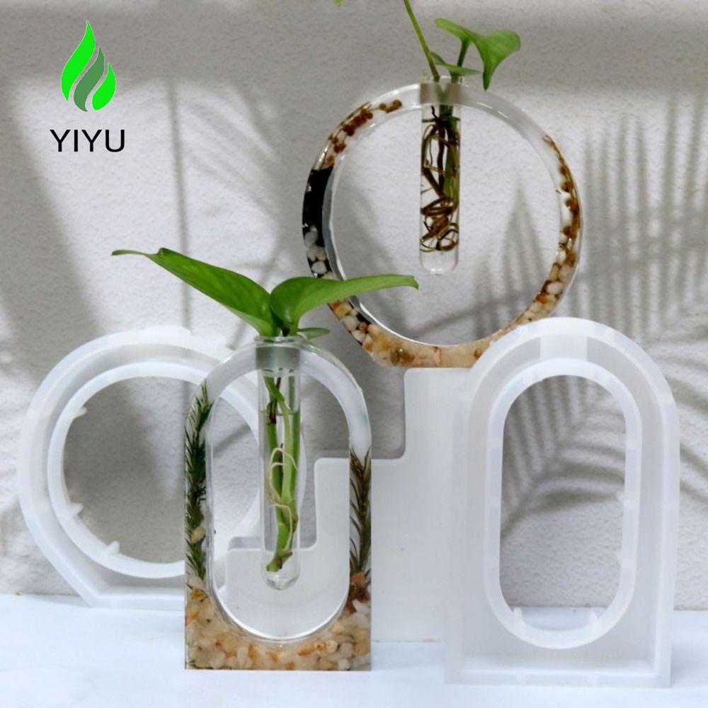 YIYU Khuôn Làm Giá Đỡ Chậu Hoa Bằng Nhựa Epoxy Hình Tròn Độc Đáo DIY