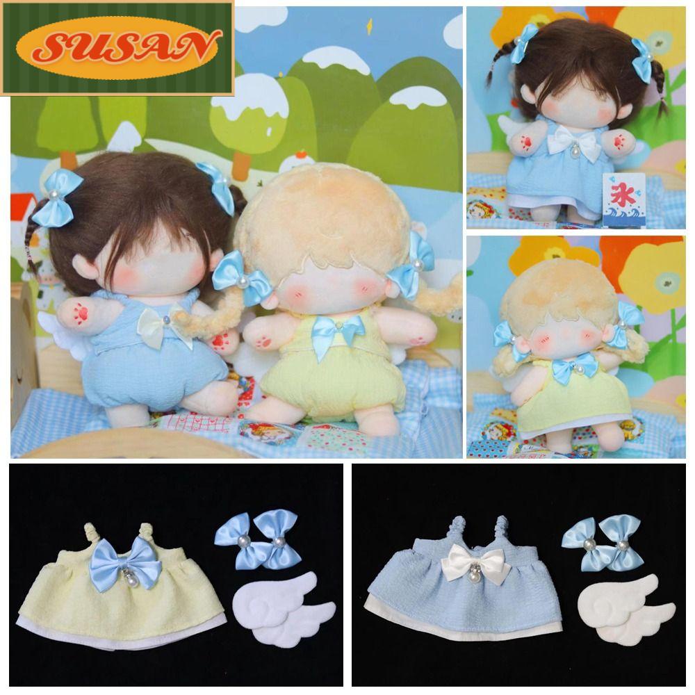 SUSANS Đầm Cotton 20cm Đính Nơ Màu Vàng / Xanh Dương Thay Thế Cho Búp Bê