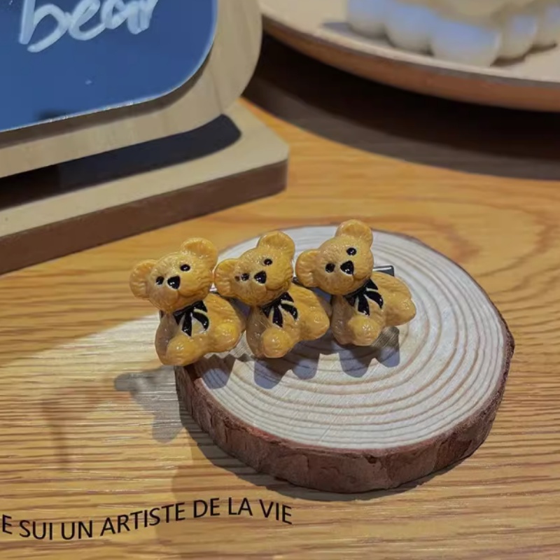 We Flower Kẹp Tóc Hình Gấu Nâu Trong Suốt Phong Cách Hàn Quốc Cho Nữ