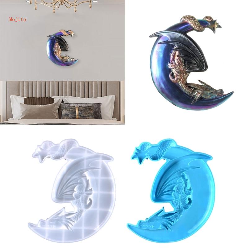 Khuôn Silicone Làm Mặt Dây Chuyền Hình Rồng Và Mặt Trăng DIY