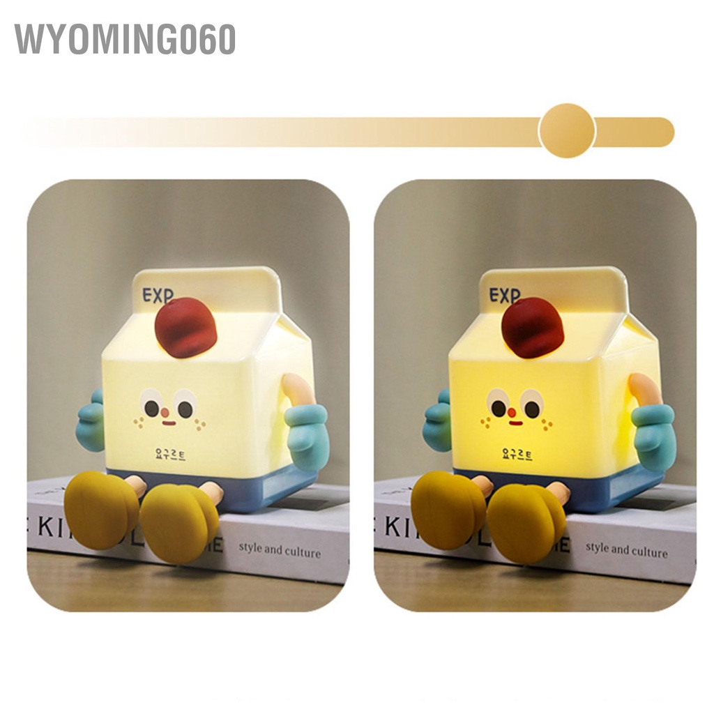 Wyoming060 Dễ Thương Hộp Sữa Trẻ Em Đèn Ngủ Silicone Mầm Non Sạc Cho Bé 3 Cấp Mờ Hẹn Giờ Tự Động