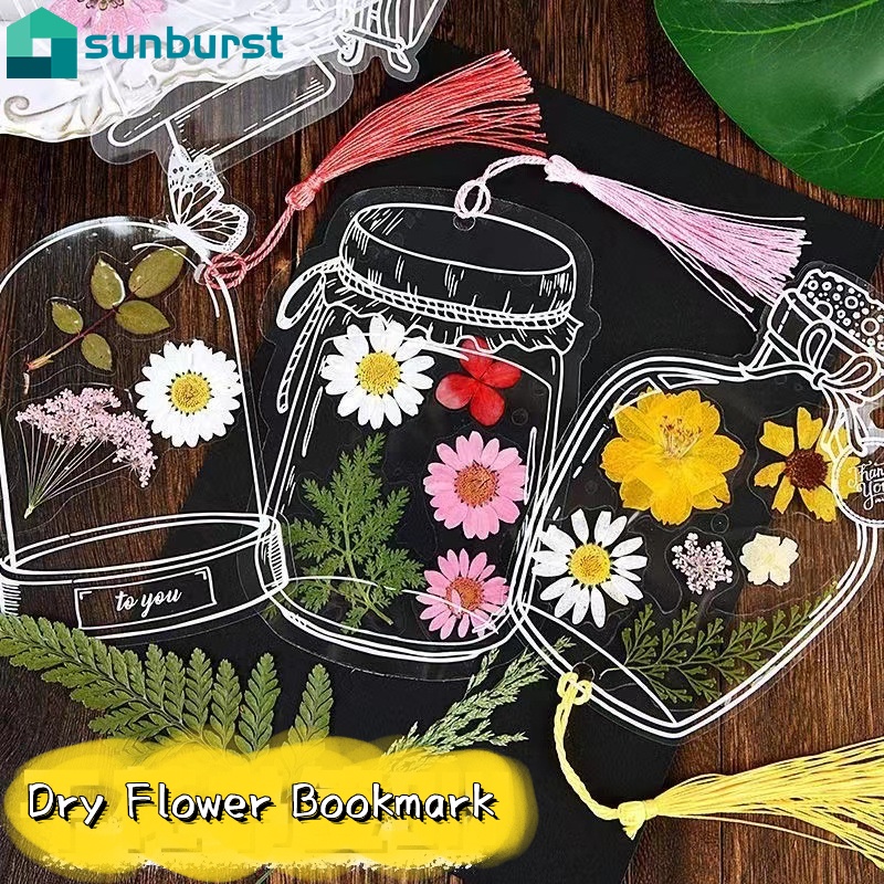 Miếng Dán Nhựa Trong Suốt Dập Nổi Họa Tiết Lọ Hoa Khô / Hoa Khô Sáng Tạo Dùng Trang Trí Sổ Tay / Đồ Thủ Công