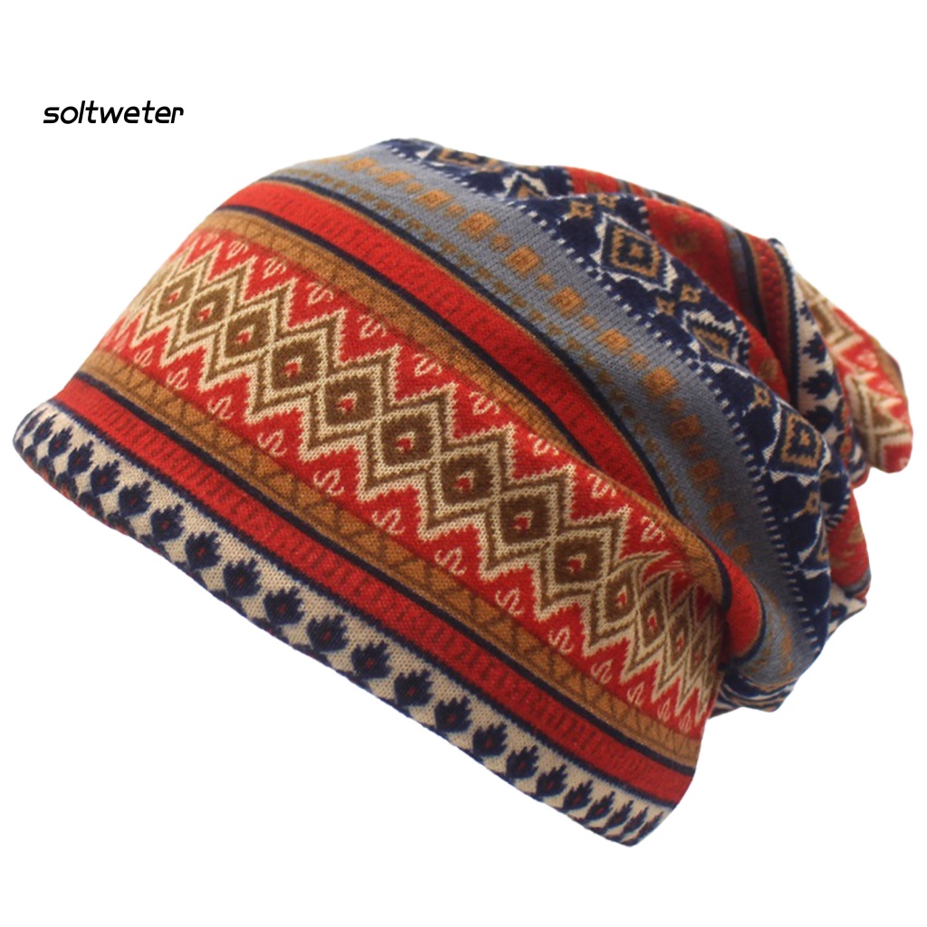 Mũ Beanie Dệt Kim Unisex Co Giãn Giữ Ấm Bảo Vệ Cổ Phong Cách Vintage