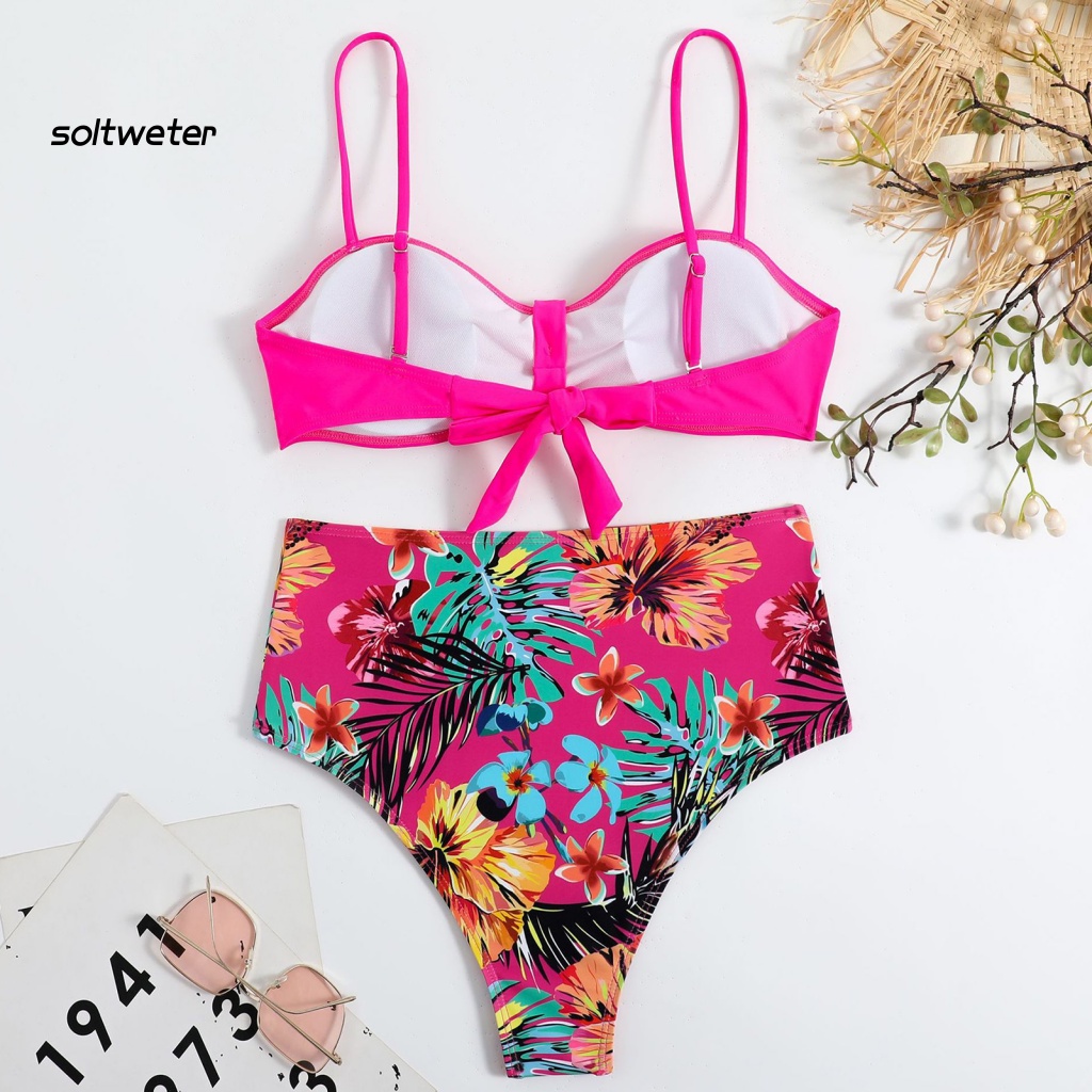 Bộ Bikini 2 Mảnh Màu Sắc Trơn Lưng Cao Có Thể Điều Chỉnh Cho Nữ