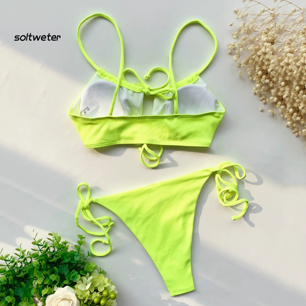Bộ Bikini 2 Mảnh Hở Lưng Có Dây Cột Gợi Cảm Cho Nữ