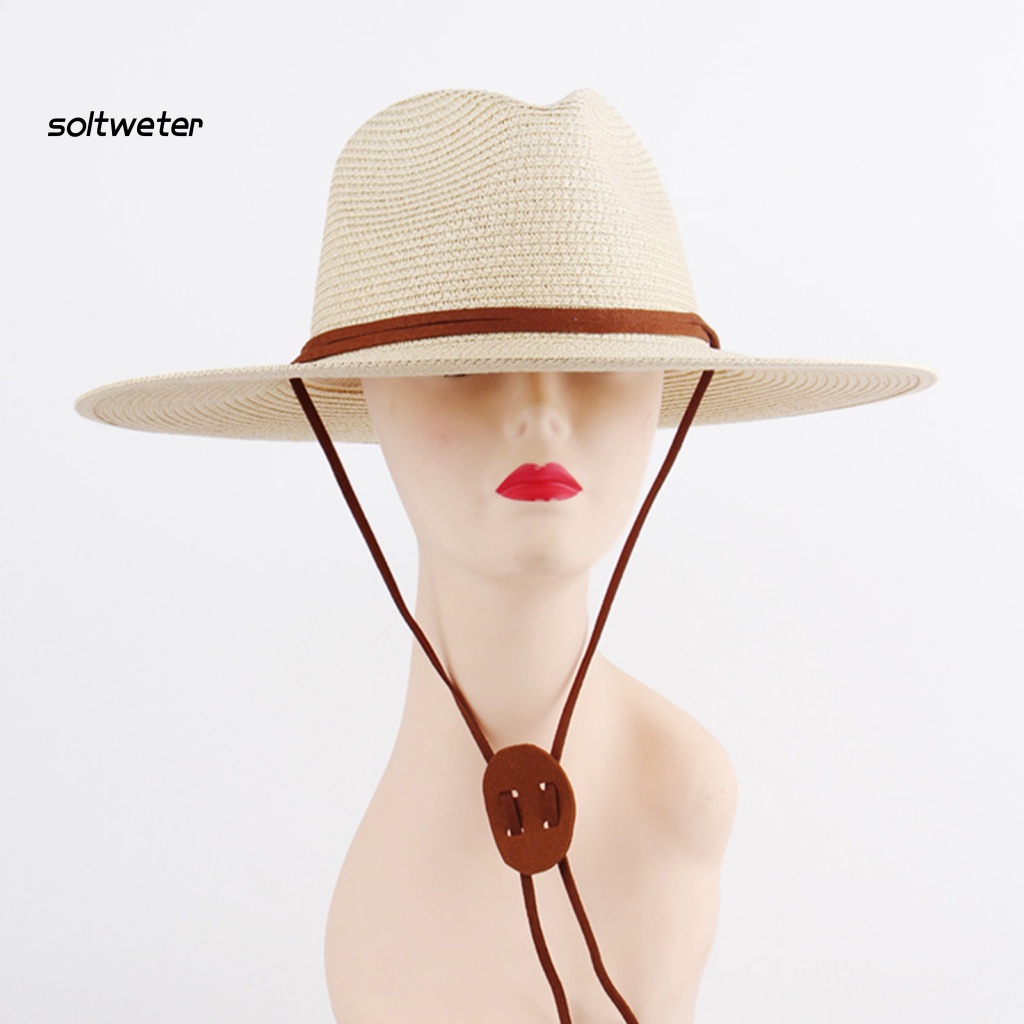 Mũ Cói Rộng Vành Chống Nắng / Gió Màu Trơn Tùy Chỉnh Thời Trang Cho Nam Và Nữ