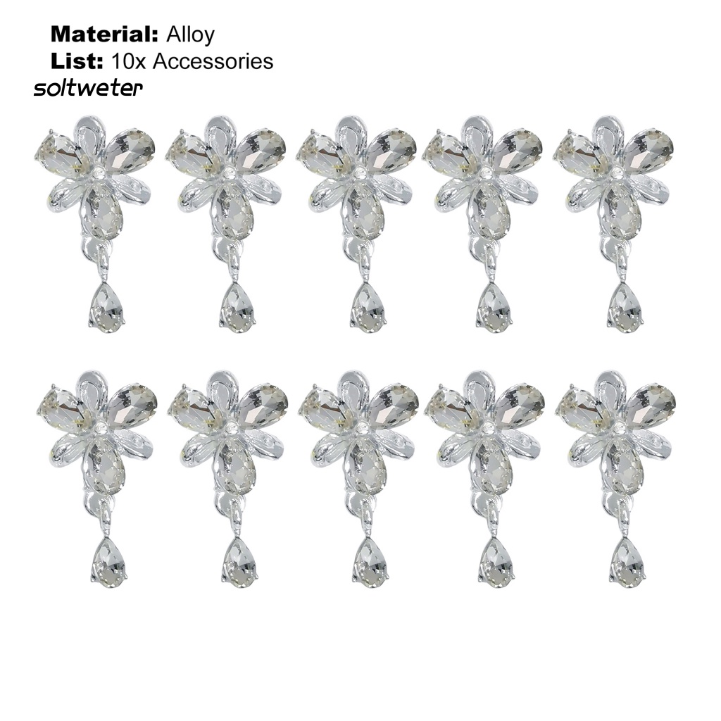 Bộ 10 Phụ Kiện Trang Trí Móng Tay Tạo Hiệu Ứng 3D Lấp Lánh Bằng Hợp Kim