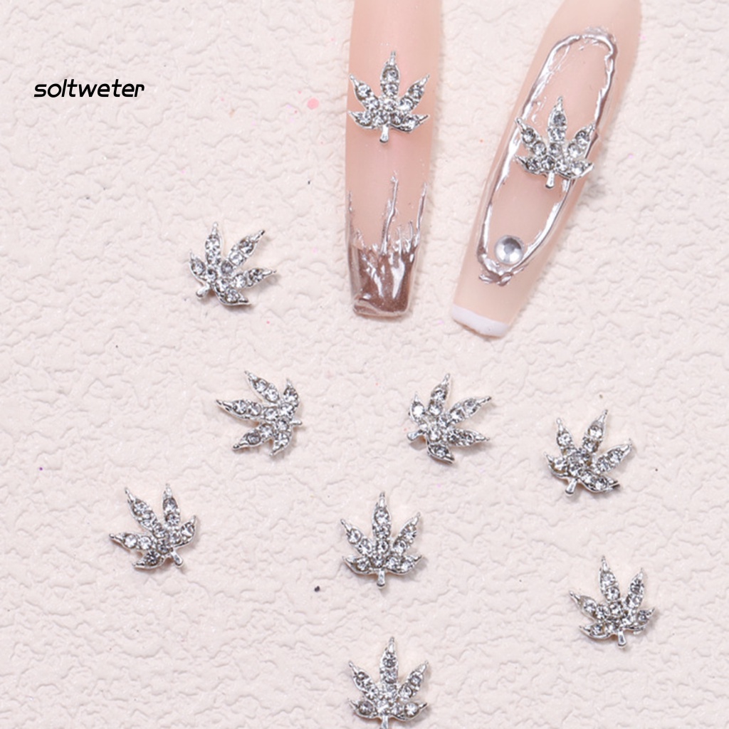 Bộ 10 Miếng Dán Trang Trí Móng Tay Hình Lá Phong DIY