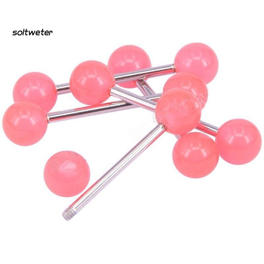 Bộ 10 Khuyên Xỏ Rốn / Lưỡi Bằng Thép Không Gỉ Phát Sáng Thời Trang