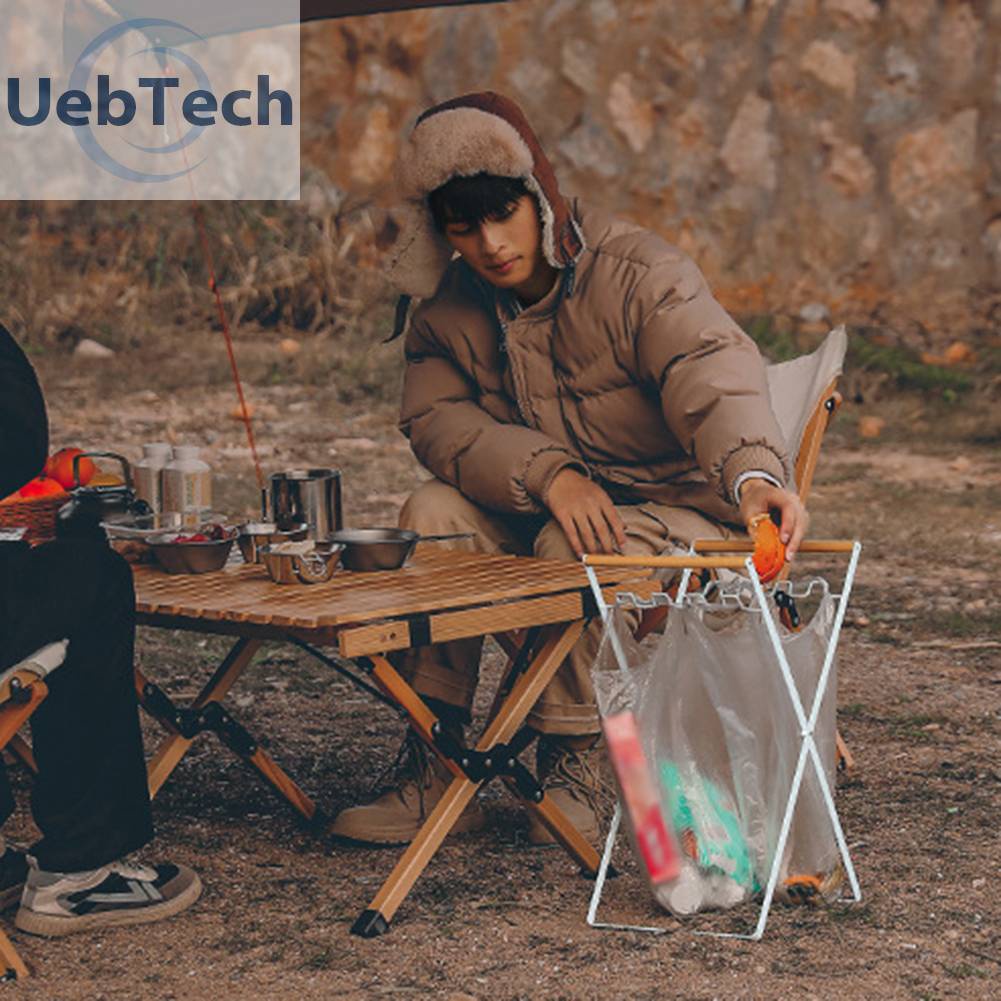 Giá Đỡ Túi Đựng Rác Có Tay Cầm Bằng Gỗ Có Thể Gập Lại Cho Tiệc BBQ / Câu