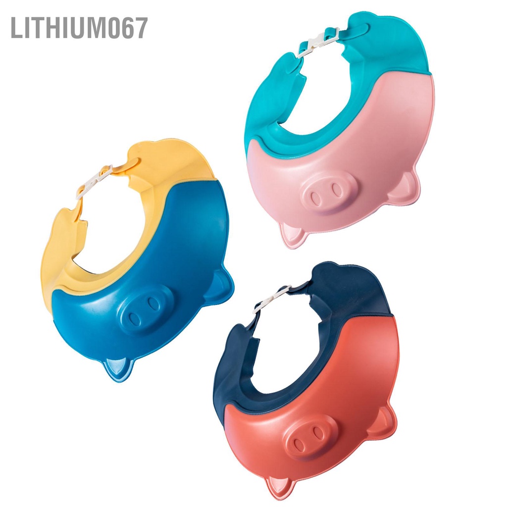 Lithium067 Mũ gội đầu cho trẻ em bảo vệ an toàn có thể điều chỉnh hoạt hình khi tắm bé