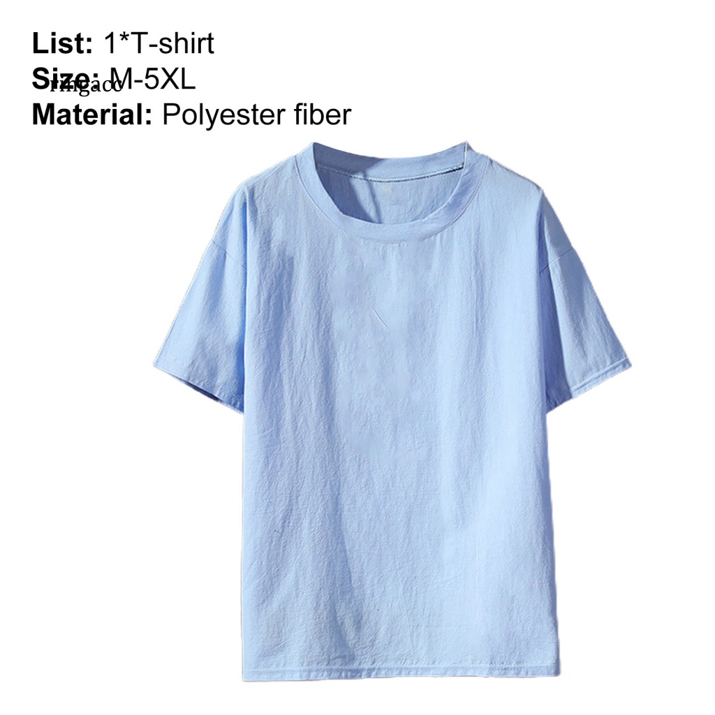 Áo Thun Nam Cổ Tròn Siêu Nhẹ Plus Size Màu Trơn Phong Cách Đường Phố