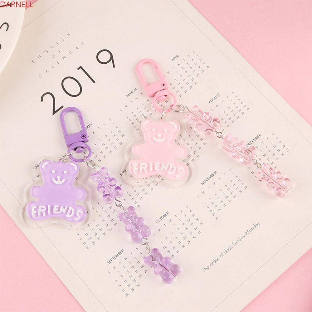 DARNELL Móc Chìa Khóa Bằng Acrylic Hình Gấu Màu Sắc Ngọt Ngào Dễ Thương