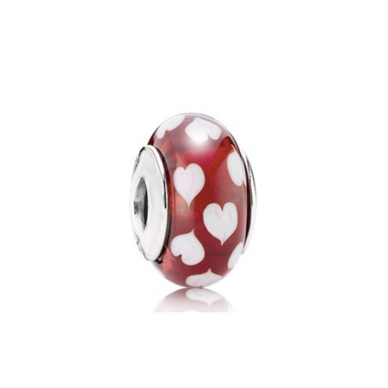 DISNEY Hạt Xâu Chuỗi 925Pandora Murano Hình Trái Tim Màu Cầu Vồng Bằng Thủy Tinh Mạ Bạc 925 Dùng Làm Trang Sức