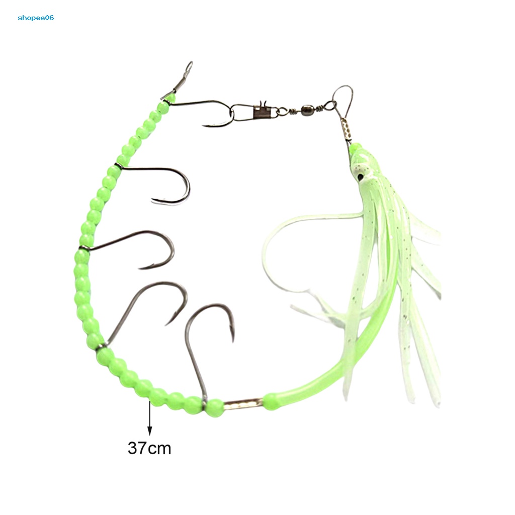Pemg Dây Thép Mực Sắc Tươi Sáng 5 Móc Nhỏ Hạt Xúc Xích Tối Màu Sắc Tươi Sáng Dùng Để Câu Cá Ngoài Trời