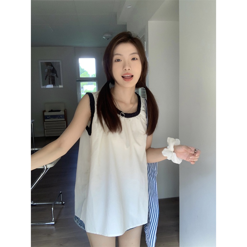 Áo Sát Nách Cổ Tròn Dáng Rộng Thiết Kế Mới Thời Trang Mùa Hè Dành Cho