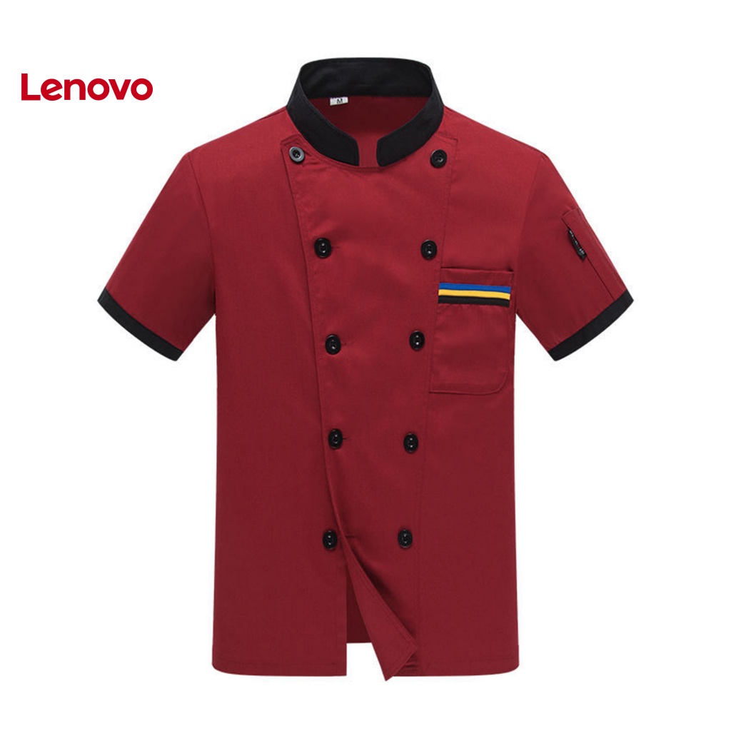 Đồng Phục Đầu Bếp Ngắn Tay Cổ Đứng Hai Hàng Nút Họa Tiết Hoa Hướng Dương Phối Màu Thời Trang Unisex