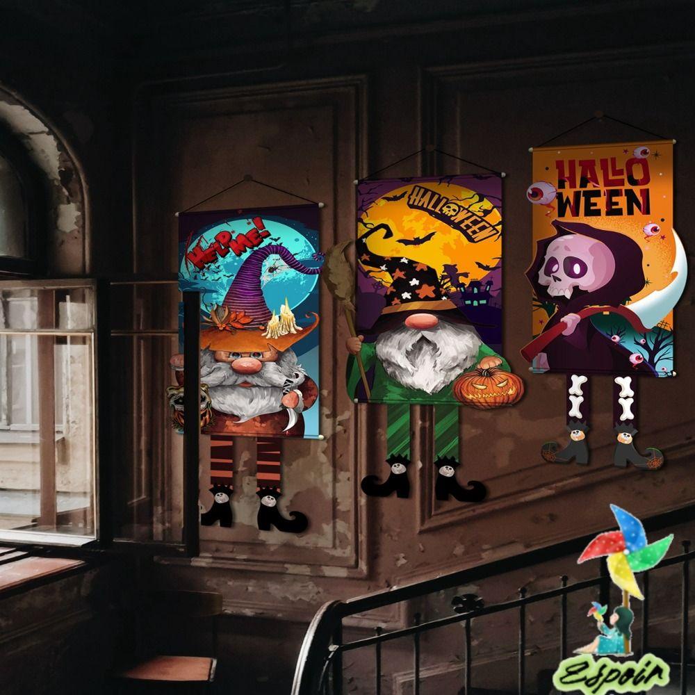 ESPO Cờ Treo Cửa Trang Trí Halloween Hình Ma Bí Ngô DIY