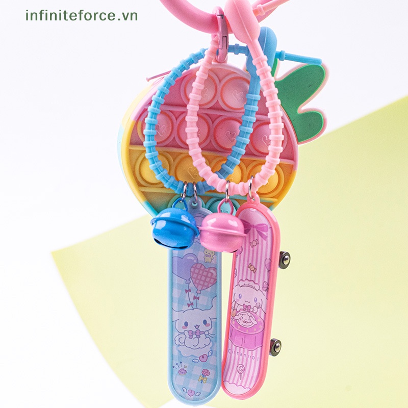 SANRIO Móc Khóa Ván Trượt Gắn Chuông Hình Hello Kitty Kuromi My Melody Dễ Thương