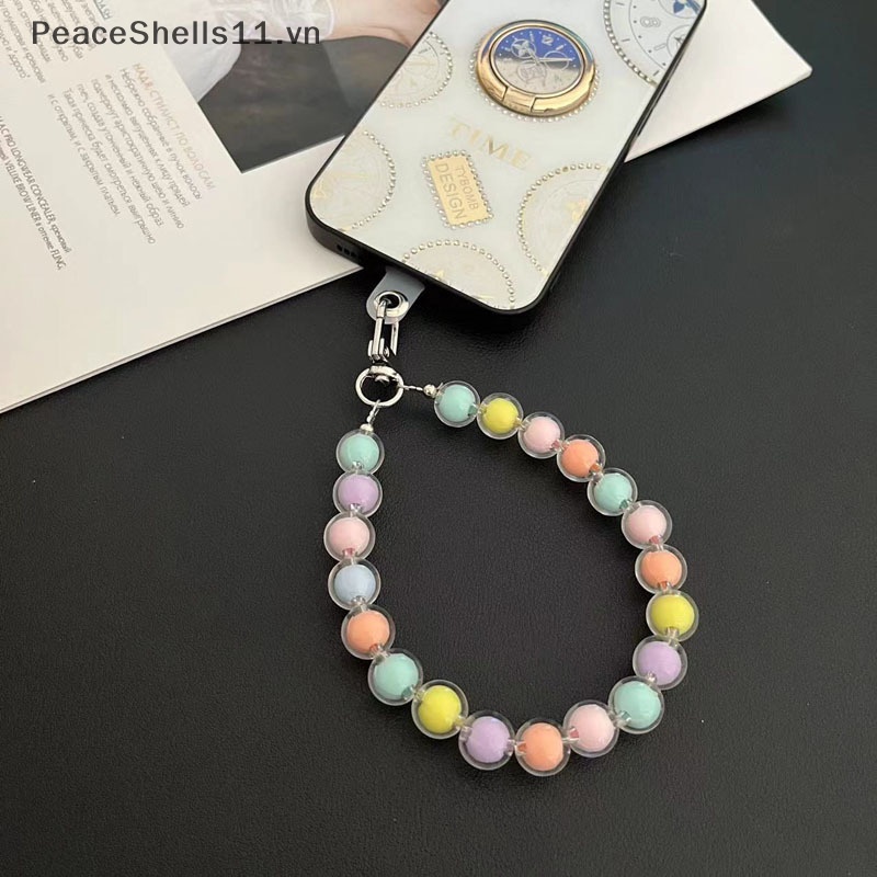 Vòng Đeo Tay Chuỗi Hạt Tròn Màu Kẹo Nhiều Màu Sắc Chống Mất Điện Thoại Di Động Cho Nữ