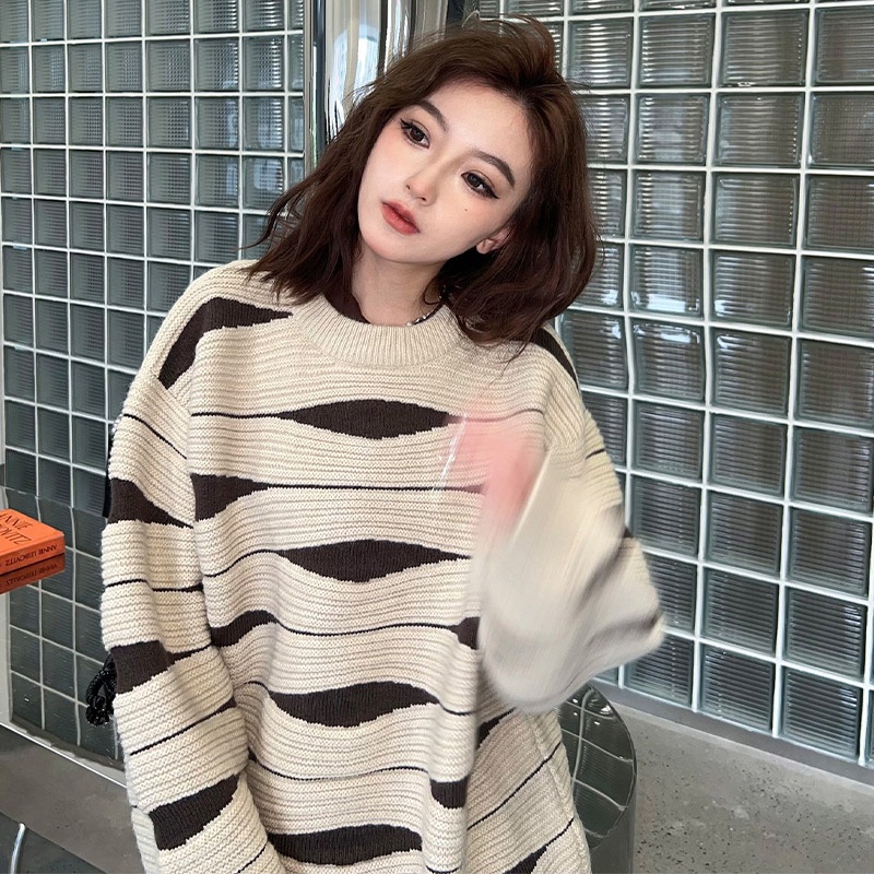 Áo sweater Lông Xù Thiết Kế Hai Màu Gợn Sóng Nước Hình Hươu Phong Cách retro Mỹ Vô Hạn Cho Nam