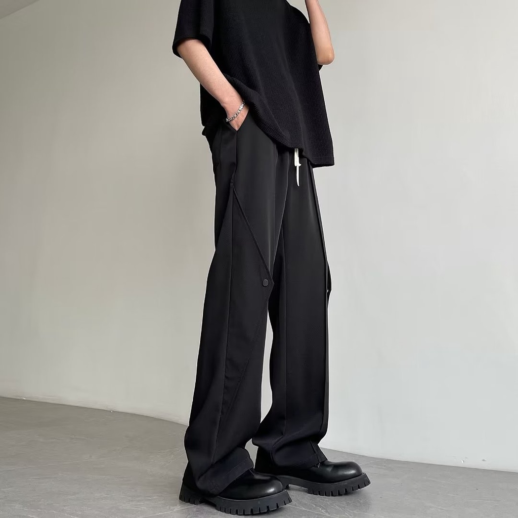 Quần Dài Vải Lụa Lạnh Mỏng Dáng Suông Ống Rộng Kiểu Đường Phố Hàn Quốc Thời Trang Xuân Hè Cho Nam