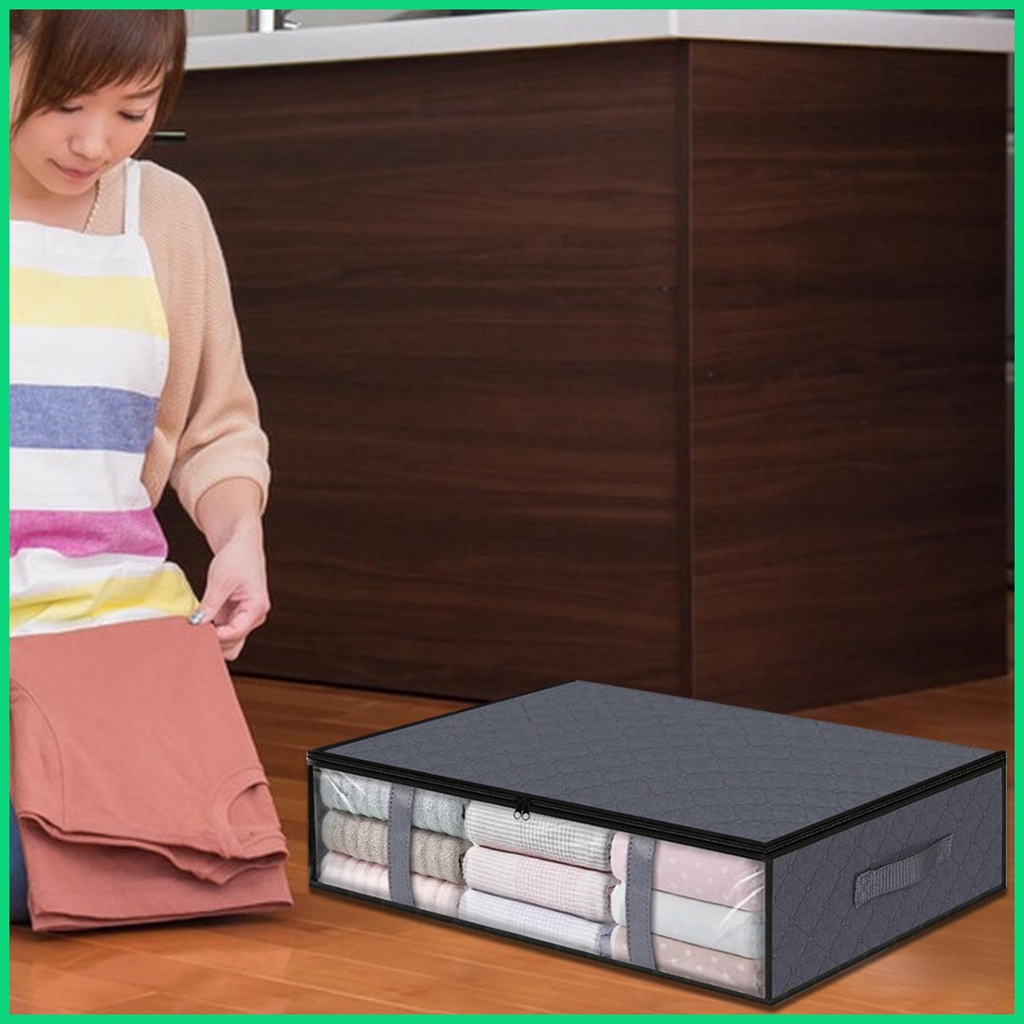 Bộ 4 Túi Đựng Quần Áo Dưới Giường Có Nắp Trong Suốt Gấp Gọn Tiện Dụng