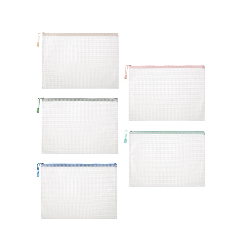 Túi Lưới Trong Suốt Đựng Tài Liệu Khổ A4 Có Khóa Kéo Tiện Dụng