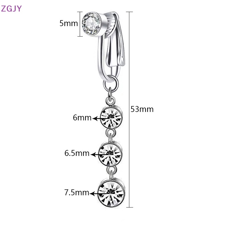 Khuyên Rốn Dạng Kẹp Đính Đá Zircon Nhân Tạo Mới