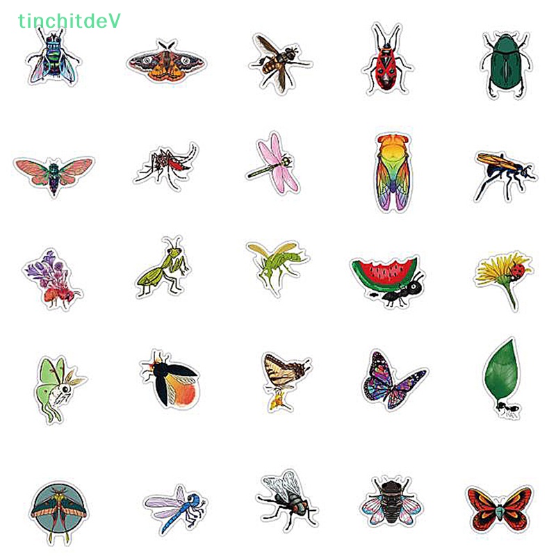 Bộ 50 Miếng Dán Hình Côn Trùng / Bọ Rùa / Bướm / Graffiti Độc Đáo