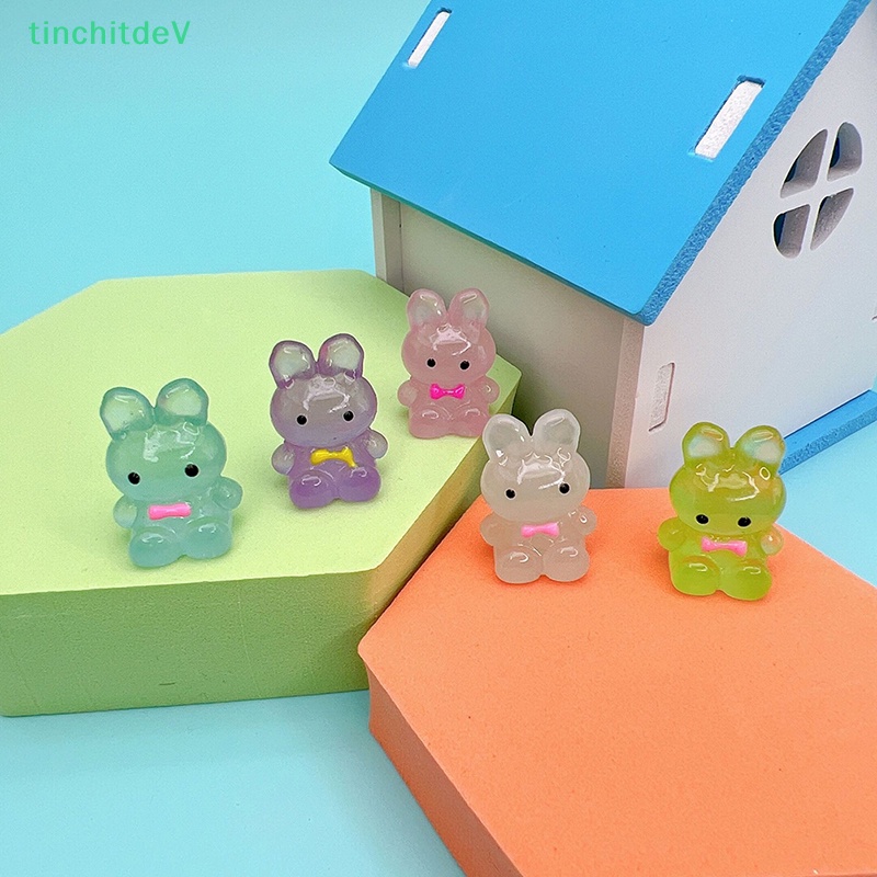 [TinchitdeV] Bộ 5 Mô Hình Thỏ Dạ Quang Bằng Nhựa Resin Dễ Thương Trang Trí Nhà Cửa / Xe Hơi