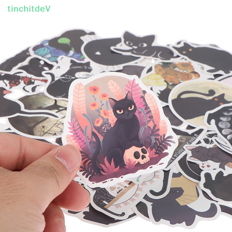 Bộ 50 Miếng Dán Hình Mèo Đen Trang Trí Điện Thoại / Laptop / Guitar Cổ Điển Cho Bé