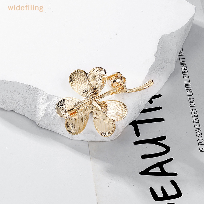 Ghim Cài Áo Hình Cỏ Bốn Lá Đính Ngọc Trai Nhân Tạo Thời Trang Dành Cho Nữ